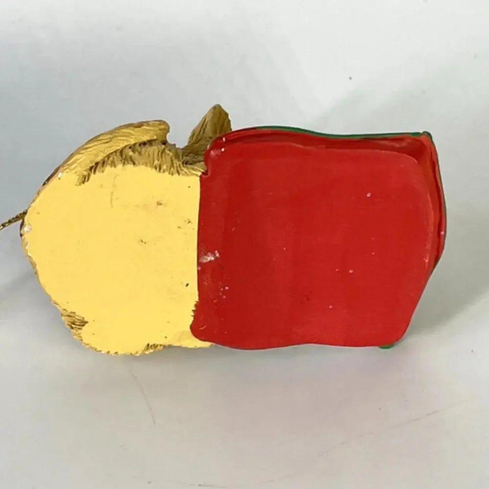 Vintage Tabby Cat Yarn Mouse Christmas Ornament‎ Hand Painted Resin